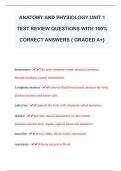 ANATOMY AND PHYSIOLOGY UNIT 1  TEST REVIEW QUESTIONS WITH 100%  CORRECT ANSWERS { GRADED A+} 
