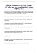 African Diaspora Final Study Guide &vert; 100&percnt; Correct Answers &vert; Verified &vert; Latest 2024 Version