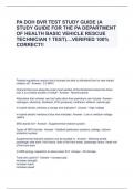 PA DOH BVR TEST STUDY GUIDE &lpar;A STUDY GUIDE FOR THE PA DEPARTMENT OF HEALTH BASIC VEHICLE RESCUE TECHNICIAN 1 TEST&rpar;&period;&period;&period;&period;VERIFIED 100&percnt; CORRECT&excl;&excl;
