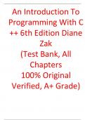 Test Bank For An Introduction To Programming With C&plus;&plus; 6th Edition Diane Zak