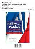 Test Bank for Policy and Politics for Nurses and Other Health Professionals, 3rd Edition by Donna M. Nickitas, 9781284140392, Covering Chapters 1-18 | Includes Rationales