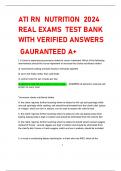 ATI RN  NUTRITION  2024 REAL EXAMS  TEST BANK WITH VERIFIED ANSWERS 
