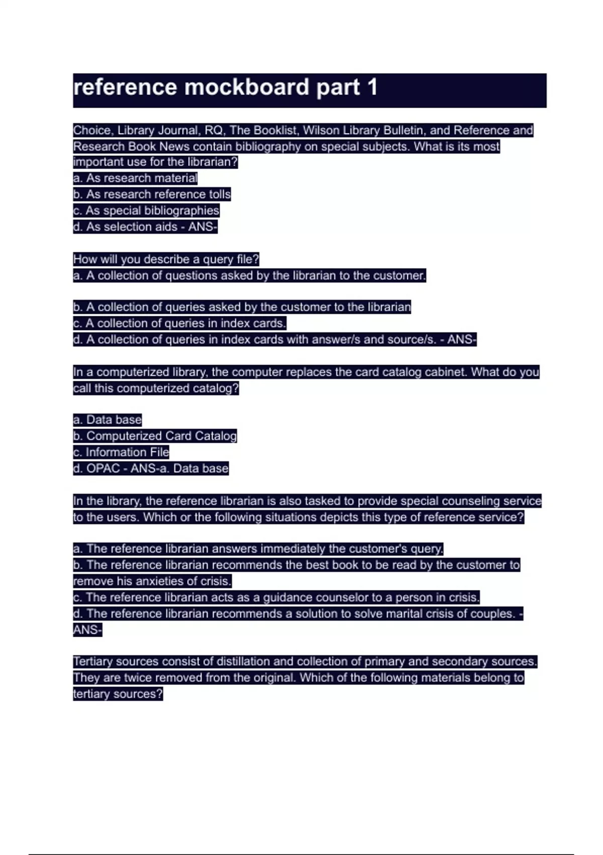 reference mockboard part 1 - CDP MOCKBOARD - Stuvia US