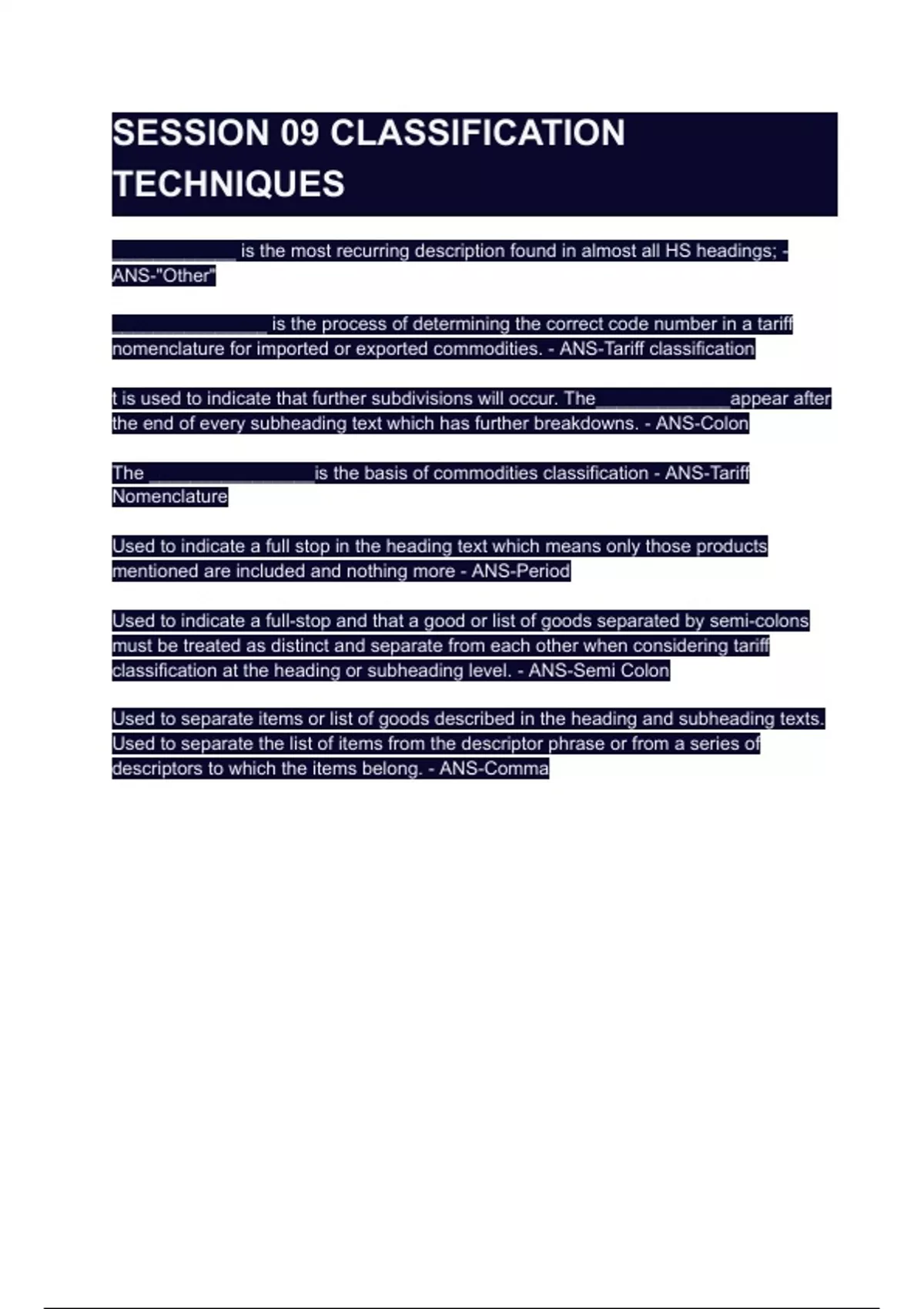 SESSION 09 CLASSIFICATION TECHNIQUES - CDP MOCKBOARD - Stuvia US