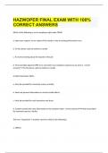 HAZWOPER FINAL EXAM WITH 100% CORRECT ANSWERS