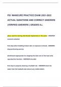 PSI MANICURE PRACTICE EXAM &vert;2021-2022  ACTUAL QUESTIONS AND CORRECT ANSWERS  &lpar;VERIFIED ANSWERS &rpar; GRADED A&plus;&period;