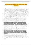 HUSH FINAL EXAM WITH ALL QUESTIONS AND ANSWERS 