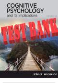 TEST BANK FOR COGNITIVE PSYCHOLOGY AND ITS IMPLICATIONS, 9TH EDITION BY ANDERSON