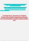 Test Bank for Davis Advantage for Pediatric Nursing Critical Components of Nursing Care 3rd Edition Kathryn Rudd, 2024), Chapter 122 |A+ GRADED| VERIFIED 100%