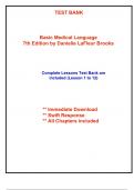 Test Bank for Basic Medical Language, 7th Edition Brooks (Full Lessons included)