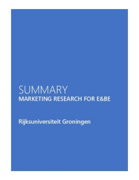 Summary - Marketing Research for E&BE