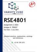 RSE4801 Assignment 2 (DETAILED ANSWERS) 2024 - DISTINCTION GUARANTEED