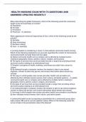  HEALTH NURSING EXAM WITH 70 QUESTIONS AND  ANSWERS UPDATED RECENTLY      