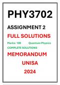 PHY3702 Assignment 2 Complete Solutions UNISA 2024 QUANTUM PHYSICS