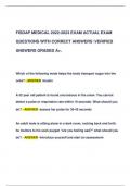 FISDAP MEDICAL 2022-2023 EXAM ACTUAL EXAM  QUESTIONS WITH CORRECT ANSWERS VERIFIED  ANSWERS GRADED A+.