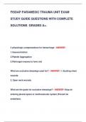 FISDAP PARAMEDIC TRAUMA UNIT EXAM  STUDY GUIDE QUESTIONS WITH COMPLETE  SOLUTIONS GRADED A&plus;&period;