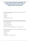 ATI PROCTORED MATERNAL NEWBORN TEST  BANK QUESTIONS WITH 100&percnt; CORRECT  ANSWERS 2023-2024 VERSION