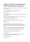 Chapter 4 - Planning a research project and formulating research questions