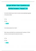Sample Written Exam Questions and  Verified Answers | Passed | A+