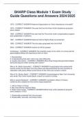 SHARP Class Module 1 Exam Study  Guide Questions and Answers 2024/2025