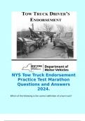 NYS Tow Truck Endorsement Practice Test Marathon Questions and Answers 2024&period;  