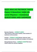 2023 AQA AS PHYSICS 7407/2  Paper 2 Question //AQA AS  Level Physics – Combined QUESTIONS AND ANSWERS Nucleon Number - CORRECT ANSWAlso known as the mass number, total number of  nucleons in the nucleus Isotope - CORRECT ANSW-Atoms with the same  number 