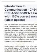 Introduction to Communication - C464 PRE-ASSESSMENT exam with 100% correct answers
