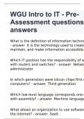 WGU Intro to IT - Pre-Assessment questions and answers