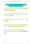 OTFIT Certification Questions and Answers Already Passed