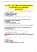 PCAT 2024 Exam multiple choice questions and answers  BIOLOGY
