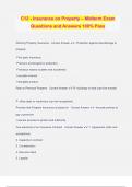 C12 - Insurance on Property &ndash; Midterm Exam Questions and Answers 100&percnt; Pass