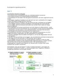 Fysiologische regelsystemen aantekeningen en tekst +plaatjes pp