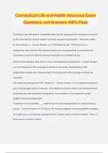 Connecticut Life and Health Insurance Exam Questions and Answers 100&percnt; Pass