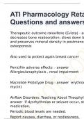 Final Exam - Pharmacology ECPI Questions and answers