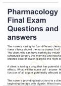 Pharmacology Final Exam Questions and answers