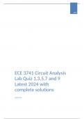 ECE 3741 Circuit Analysis Lab Quiz 1,3,5,7 and 9 Latest 2024 with complete solutions-   Georgia Institute Of Technology  