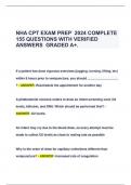 NHA CPT EXAM PREP 2024 COMPLETE  155 QUESTIONS WITH VERIFIED  ANSWERS GRADED A+.
