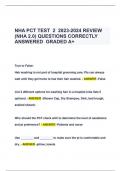 NHA PCT TEST 2 2023-2024 REVIEW  (NHA 2.0) QUESTIONS CORRECTLY  ANSWERED GRADED A+