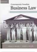 Test Bank For Contemporary Canadian Business Law Willies 10th Edition Test Bank & Solutions Manual