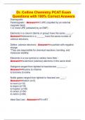 Dr&period; Collins Chemistry PCAT Exam Questions with 100&percnt; Correct Answers
