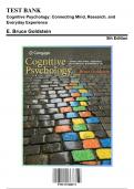 Test Bank: Cognitive Psychology: Connecting Mind, Research, and Everyday Experience, 5th Edition by E. Bruce Goldstein - Chapters 1-13, 9781337408271 | Rationals Included