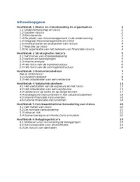 Samenvatting&colon; De financi&euml;le functie&colon; Risicobeheer