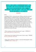 HESI A2 READING COMPREHENSION AND  VOCABULARY EXAM 2024&sol;2025 WITH 200&plus;  REAL EXAM QUESTIONS AND CORRECT  ANSWERS &sol; HESI READING AND VOCABULARY  EXAM GRADED A&plus; &lpar;LATEST&excl;&excl;&rpar;