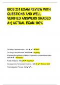 BIOS 251 EXAM REVIEW WITH QUESTIONS AND WELL VERIFIED ANSWERS GRADED A+[ ACTUAL EXAM 100%