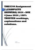 TMS3704 Assignment 2 (COMPLETE ANSWERS) 2024 - DUE 4 June 2024 ; 100% TRUSTED workings, explanations and solutions