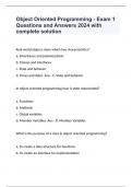 Object Oriented Programming - Exam 1 Questions and Answers 2024 with complete solution