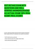 EXIT RETAKE EXAM WITH QUESTIONS AND WELL VERIFIED ANSWERS[GRADED A+] ACTUAL EXAM 100% REAL EXAM!! REAL EXAM!!!