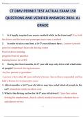 CT DMV PERMIT TEST ACTUAL EXAM 150 QUESTIONS AND VERIFIED ANSWERS 2024. A+ GRADE