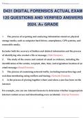 D431 DIGITAL FORENSICS ACTUAL EXAM 120 QUESTIONS AND VERIFIED ANSWERS 2024&period; A&plus; GRADE