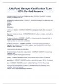 Package deal for AAA Food Manager Certification Exam 100&percnt; Verified Answers